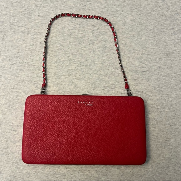 Radley London Red Leather Chain Clutch Wallet - Picture 2 of 16